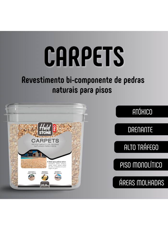 Carpets Pedras Decorativas Hold Stone Pro, 20,8KG Âmbar - Revestimento Bicomponente de Pedras Naturais para Pisos