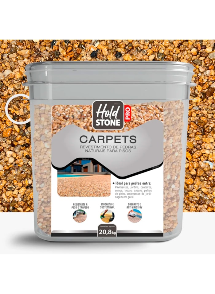 Carpets Pedras Decorativas Hold Stone Pro, 20,8KG Âmbar - Revestimento Bicomponente de Pedras Naturais para Pisos