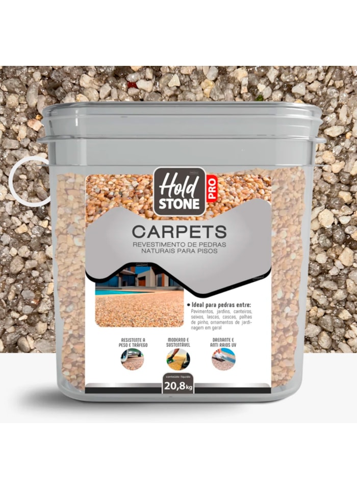 Carpets Pedras Decorativas Hold Stone Pro, 20,8KG Jaspe Cinza - Revestimento Bicomponente de Pedras Naturais para Pisos