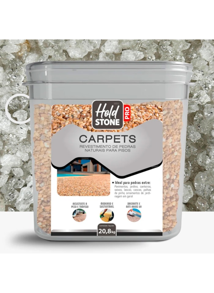 Carpets Pedras Decorativas Hold Stone Pro, 20,8KG Quartzo - Revestimento Bicomponente de Pedras Naturais para Pisos