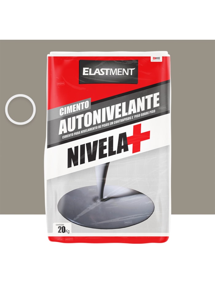 Cimento Autonivelante Nivela+ Elastment, 20KG Cinza - Nivelamento Fácil para Pisos, Secagem Rápida