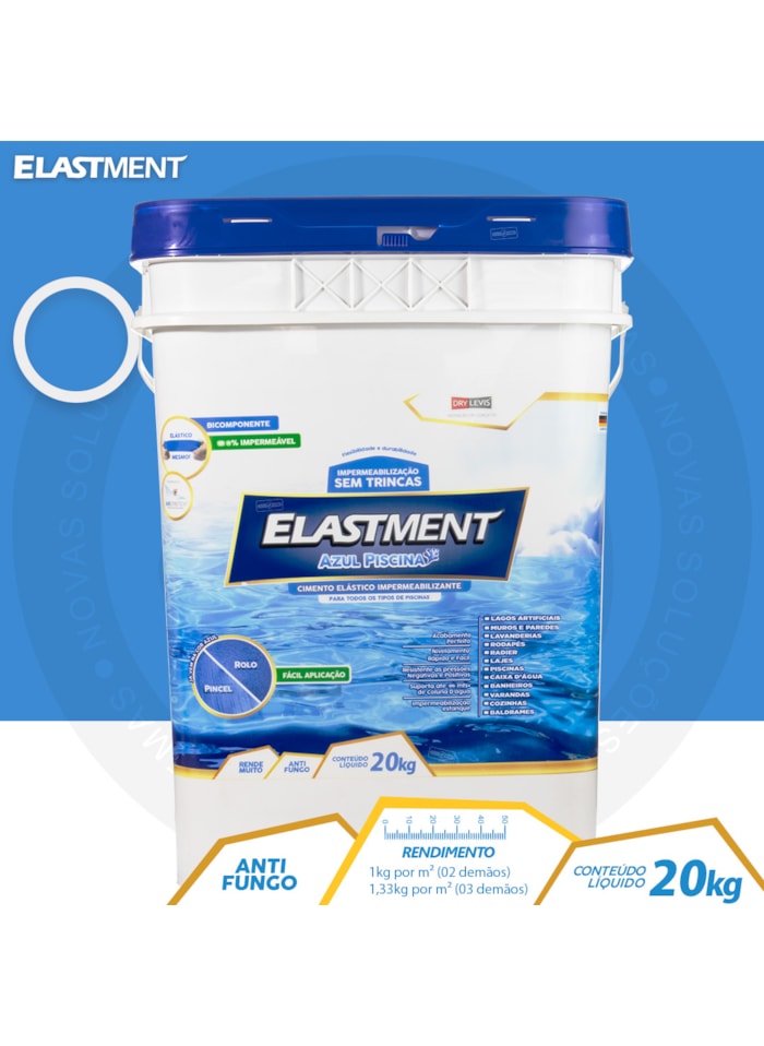 Cimento Elástico Elastment, 20kg Azul Piscina - Impermeável
