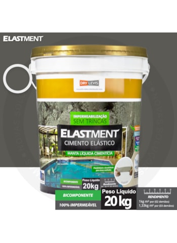 Cimento Elástico Elastment, 20KG Cinza - Aplicação fácil