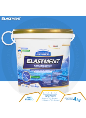 Cimento Elástico Elastment, 4kg Azul Piscina - Impermeável