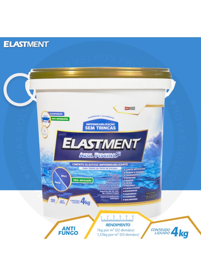 Cimento Elástico Elastment, 4kg Azul Piscina - Impermeável