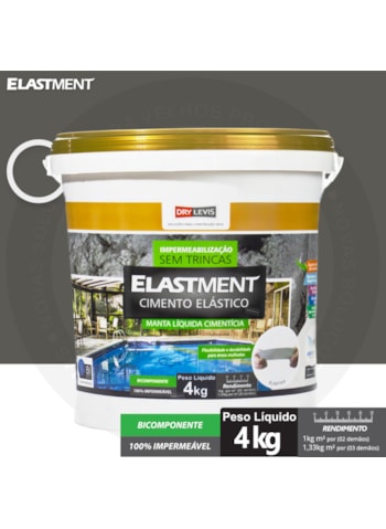 Cimento Elástico Elastment, 4KG Cinza - Aplicação fácil