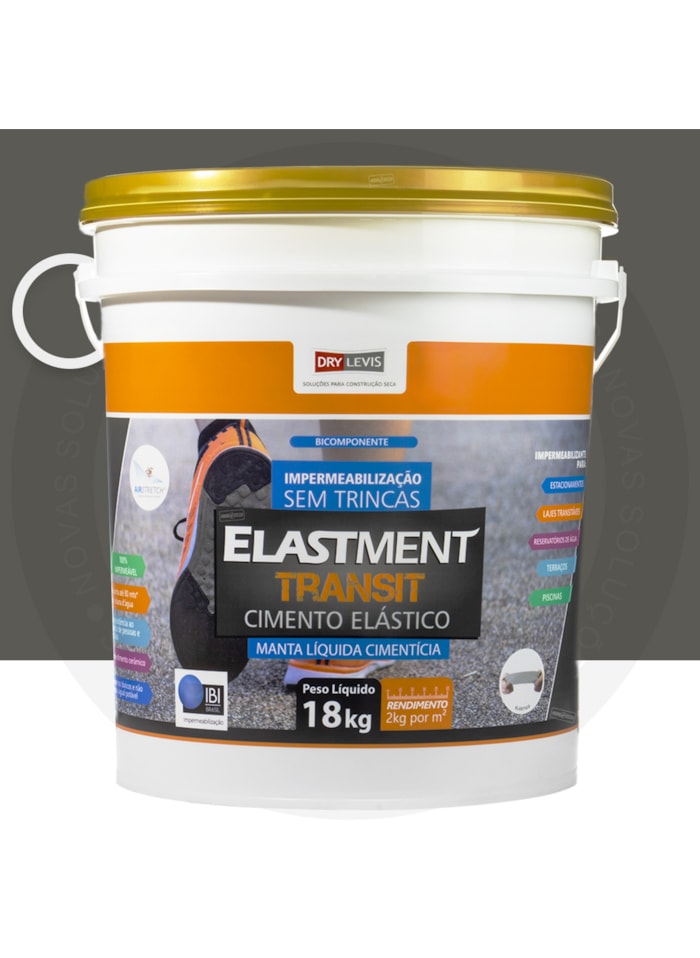 Cimento Elástico Elastment Transit, 18kg Cinza - Alta Elasticidade