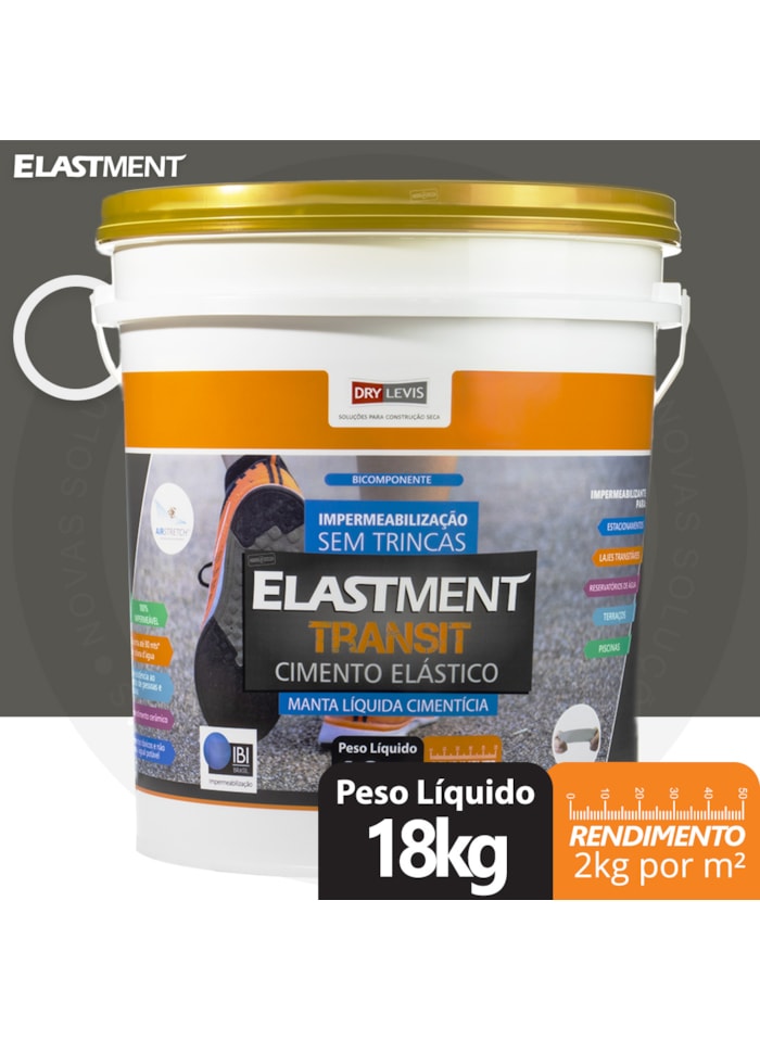 Cimento Elástico Elastment Transit, 18kg Cinza - Alta Elasticidade