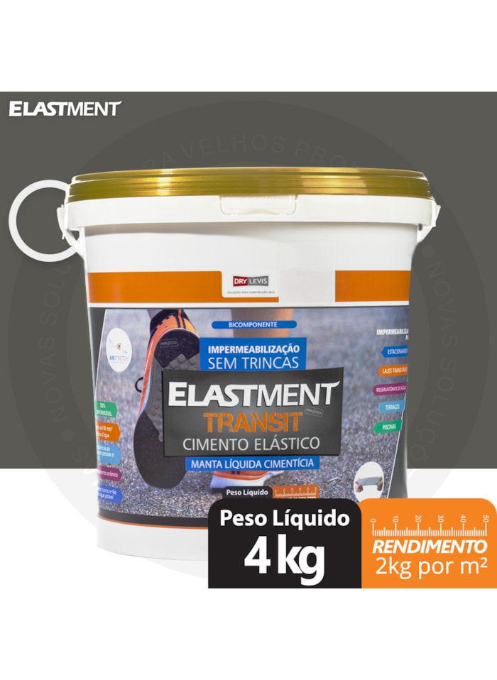 Cimento Elástico Elastment Transit, 4kg Cinza - Alta Elasticidade