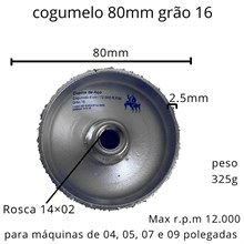 Disco Cogumelo de 8cm Grão 16 Cupins de Aço