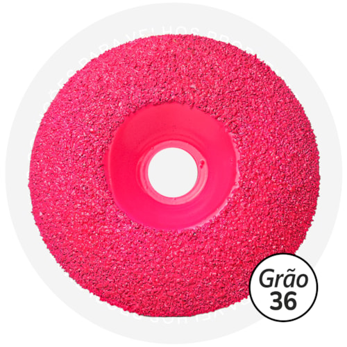 Disco Côncavo Rosa de 12cm Grão 36 sem Rosca - Cupins de Aço