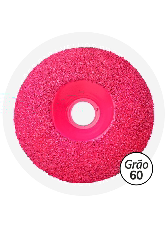 Disco Côncavo Rosa de 12cm Grão 60 sem Rosca - Cupins de Aço