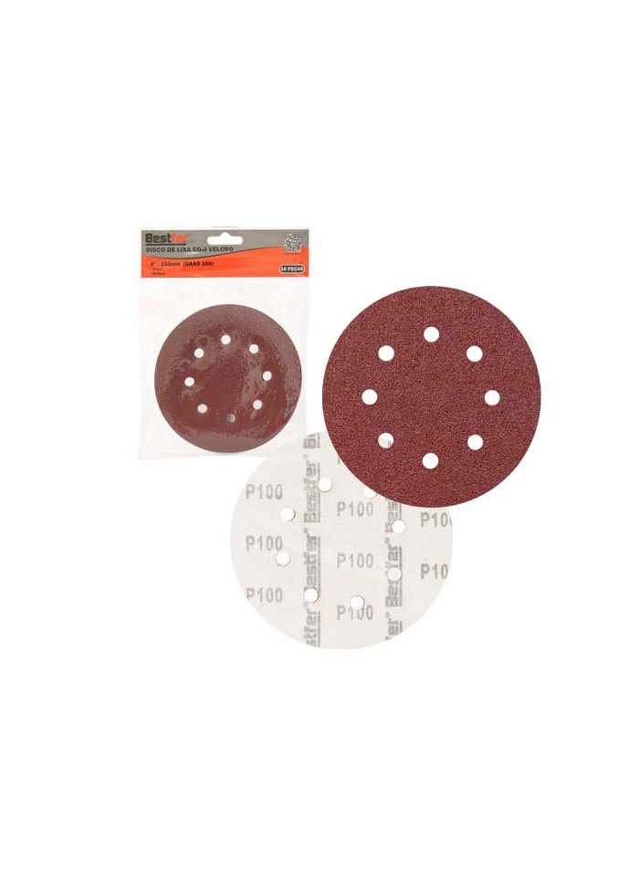 Disco de Lixa com Velcro 8 Furos P100 Bestfer - 1 un