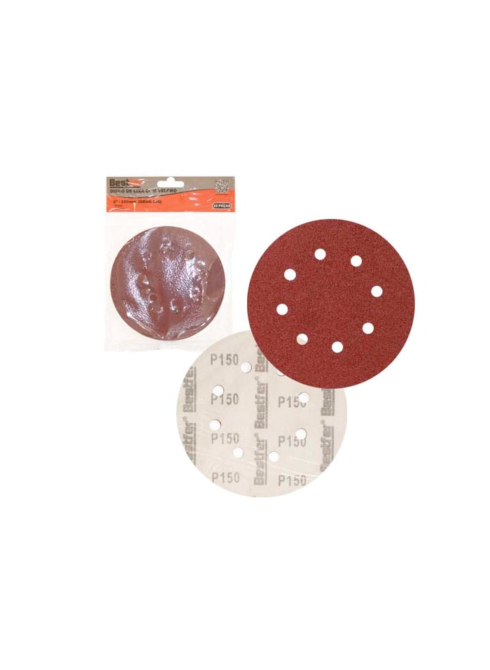 Disco de Lixa com Velcro 8 Furos P150 Bestfer - 1 un