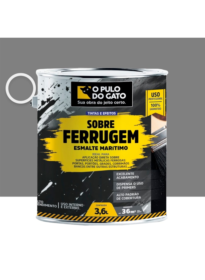 Esmalte Marítimo Sobre Ferrugem 3,6KG Cinza Médio - Pulo do Gato