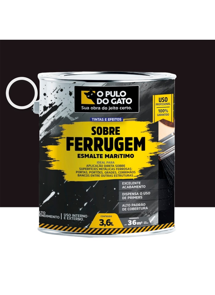 Esmalte Marítimo Sobre Ferrugem 3,6KG Preto - Pulo do Gato