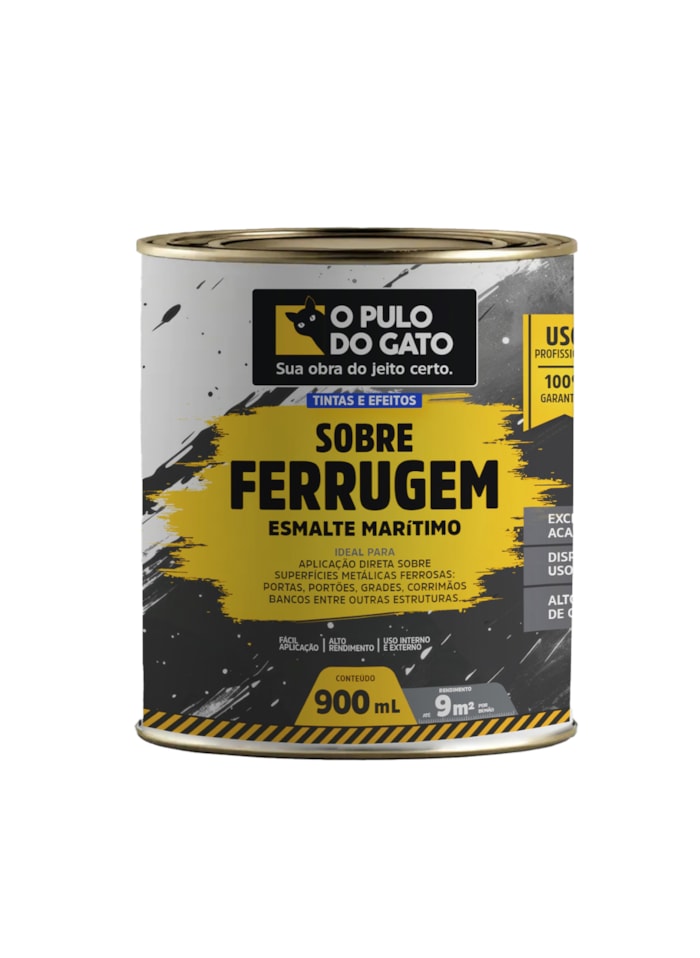 Esmalte Marítimo Sobre Ferrugem 900G Preto Fosco - Pulo do Gato