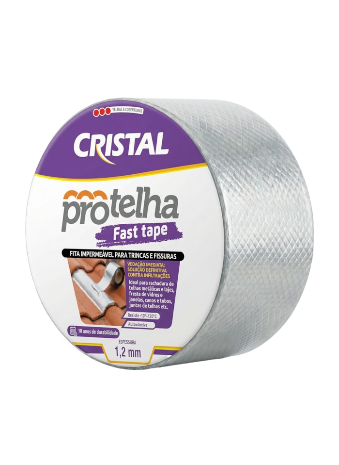 Fita Impermeável Protelha Fast Tape Cristal 10cmx5m - Fita Aluminizada de Copolímero Sintético