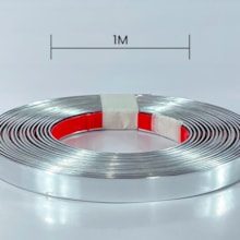 Fita Metalizada de PVC de 15MM com Autocolante Cromada - Por Metro