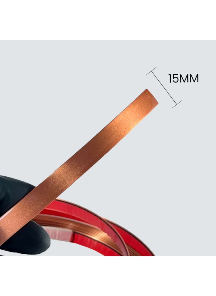 Fita Metalizada de PVC de 15MM com Autocolante Rose Gold - Por Metro