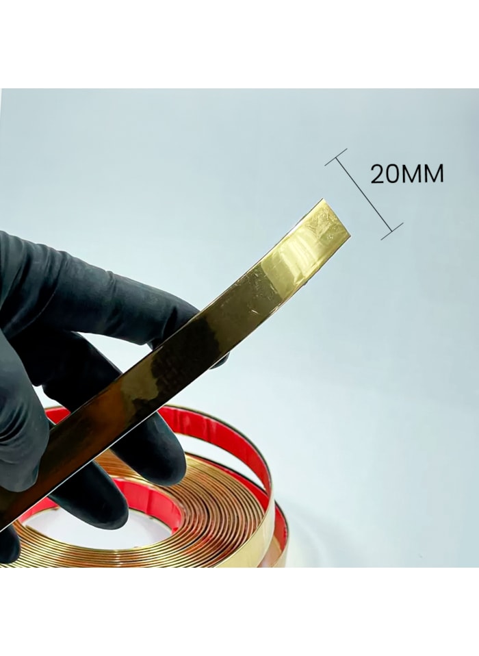 Fita Metalizada de PVC de 20MM com Autocolante Dourado - Por Metro