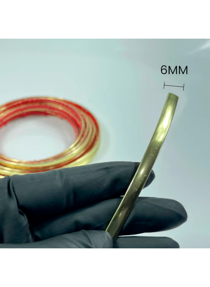 Fita Metalizada de PVC de 6MM com Autocolante Dourado - Por Metro