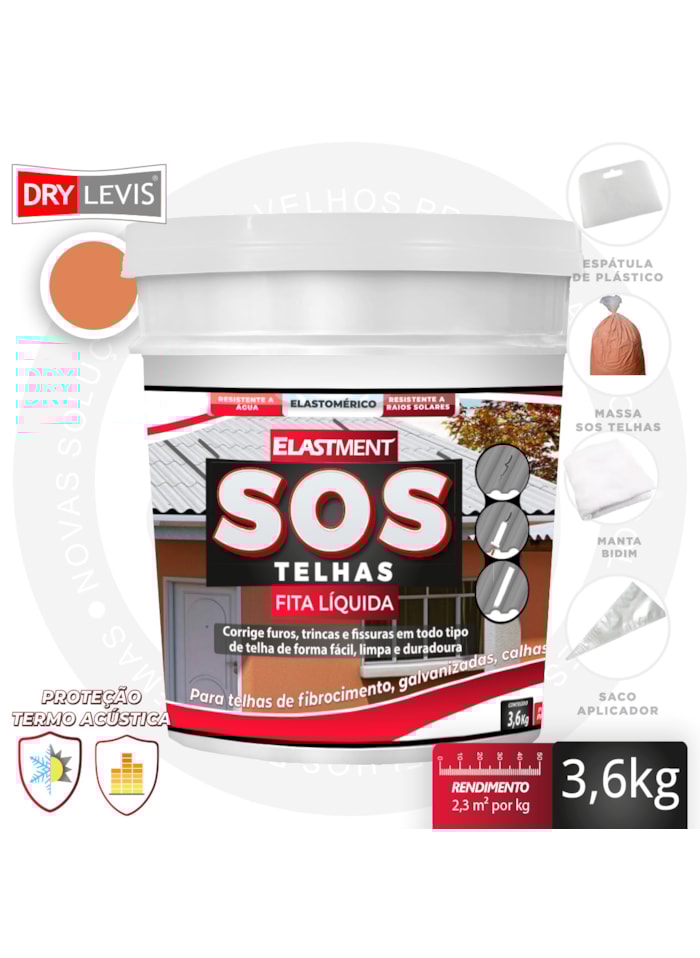 Fita Multiuso Líquida para Telhados - SOS Telhas 3,6KG Cerâmica Telha
