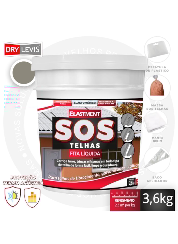 Fita Multiuso Líquida para Telhados - SOS Telhas 3,6KG Cinza
