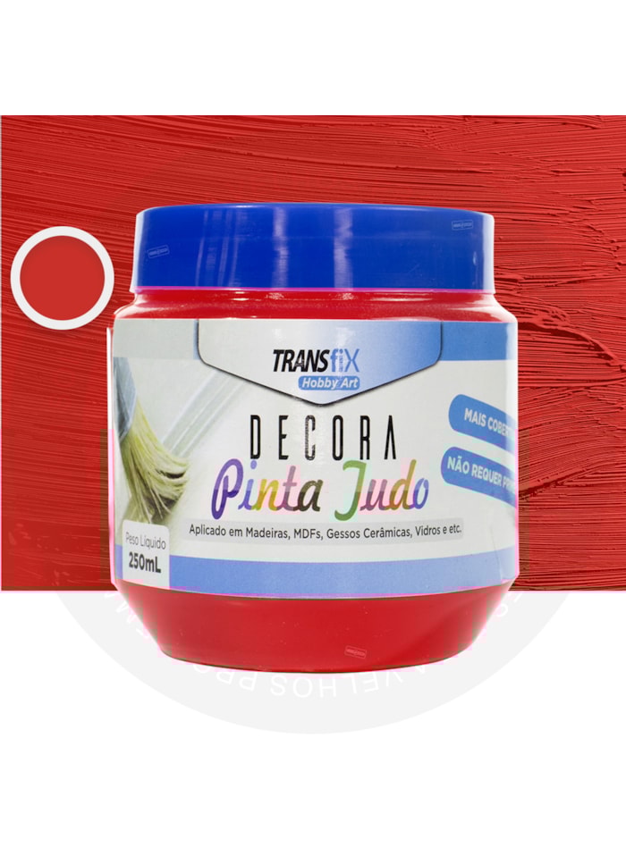 Hobby Art Decora Pinta Tudo, 250ML Vermelho Cardinal - Fácil Limpeza, Secagem Rápida