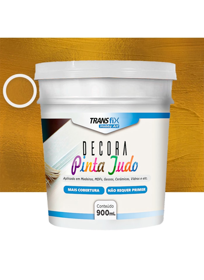 Hobby Art Decora Pinta Tudo, 900ML Metalizado Dourado - Fácil Limpeza, Secagem Rápida