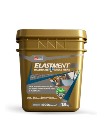 Impermeabilizante Baldrame + Áreas Frias Elastment 18KG Cinza - Membrana Flexível Bicomponente, Pressão Positiva e Negativa