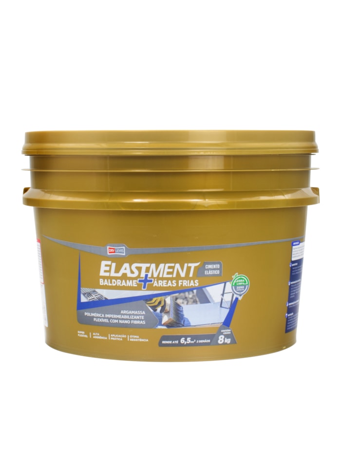 Impermeabilizante Baldrame + Áreas Frias Elastment 8KG Cinza - Membrana Flexível Bicomponente, Pressão Positiva e Negativa