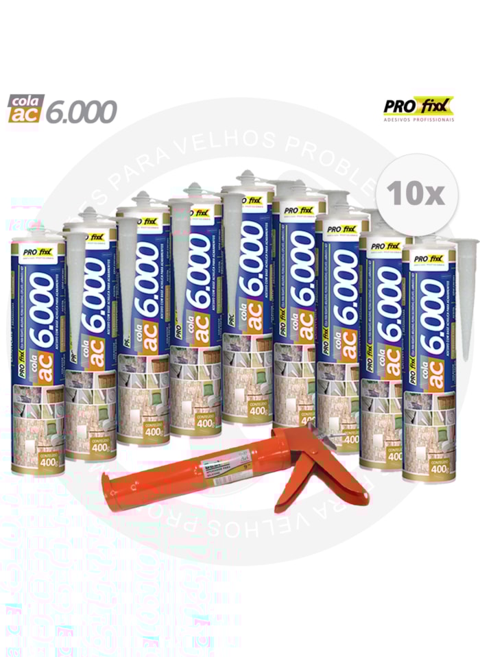 Kit 10x Cola Extra Forte AC6000 400G + Aplicador de Ferro Bestfer