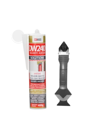 Kit 1x Selante para Juntas Cimentícias DW240 420G Branco + 1x Aplicador e Raspador para Silicone