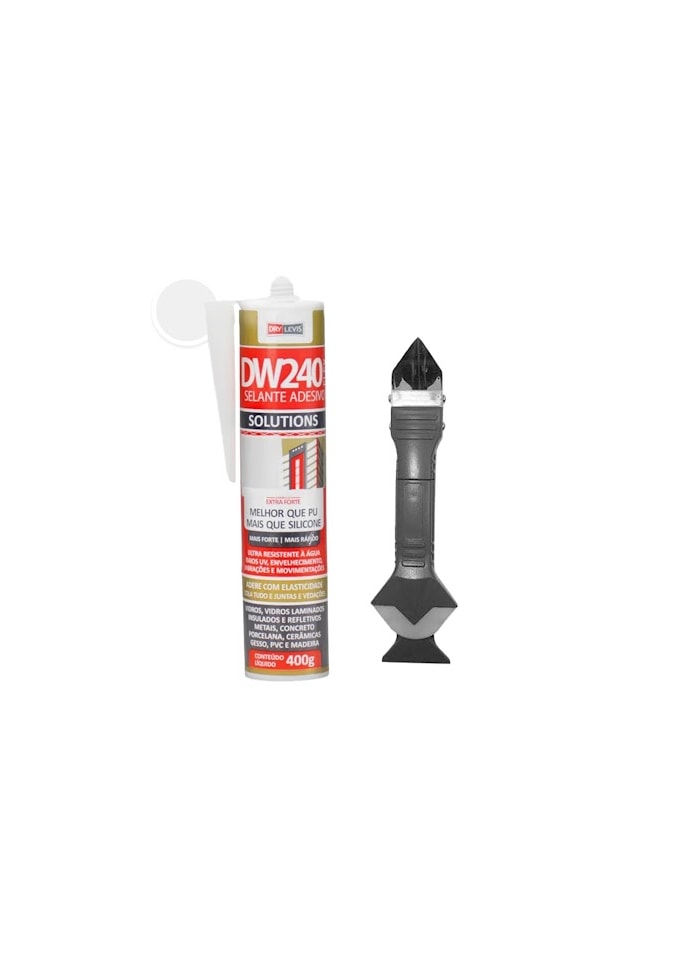 Kit 1x Selante para Juntas Cimentícias DW240 420G Branco + 1x Aplicador e Raspador para Silicone