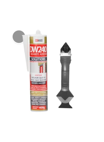 Kit 1x Selante para Juntas Cimentícias DW240 420G Cinza + 1x Aplicador e Raspador para Silicone