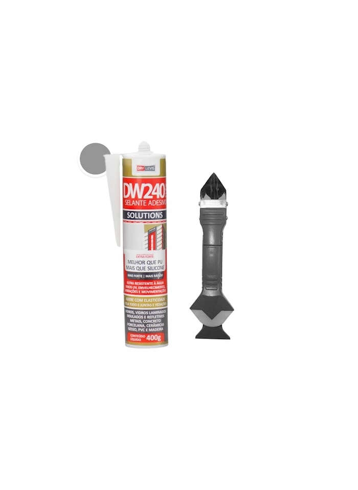 Kit 1x Selante para Juntas Cimentícias DW240 420G Cinza + 1x Aplicador e Raspador para Silicone