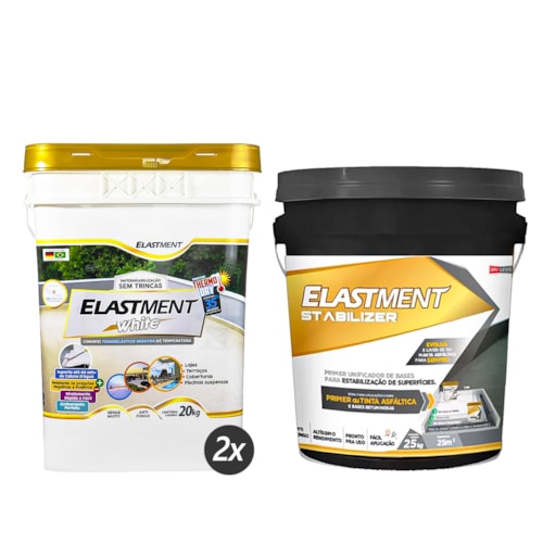 Kit 2x Cimento Termoelástico Elastment White 20KG + Elastment Stabilizer 25KG