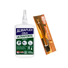 KIT 2x Cola Ultra Forte Resistente a Umidade e Temperatura Almaflex 400G + Pincel de Silicone Wood W
