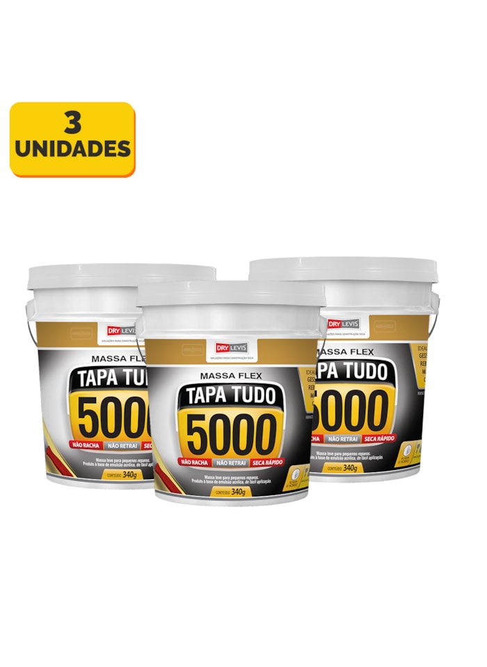Kit 3 Massa Tapa Tudo Tapa Buraco 5000 Pote De 340g