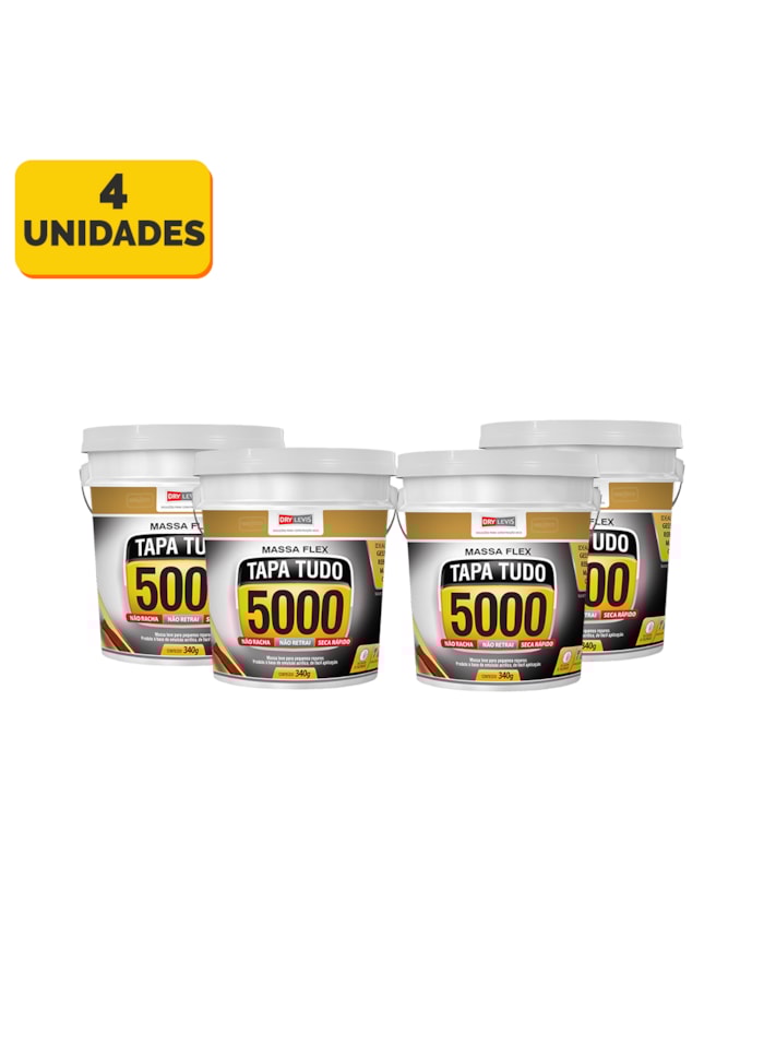 Kit 4 Massa Tapa Tudo Tapa Buraco 5000 Pote De 340g