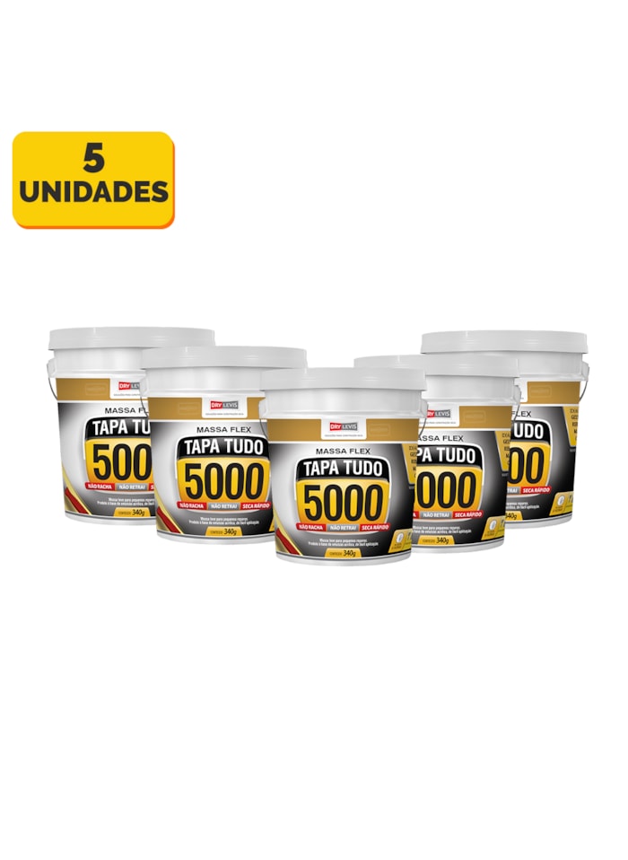 Kit 5 Massa Tapa Tudo Tapa Buraco 5000 Pote De 340g