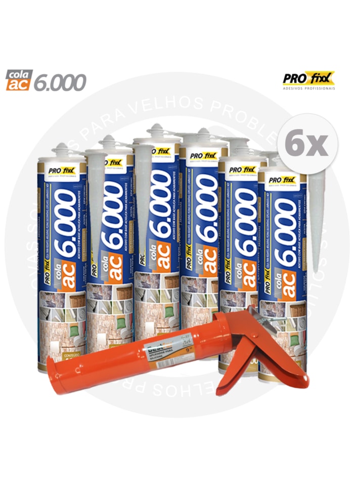 Kit 6x Cola Extra Forte AC6000 400G + Aplicador de Ferro Bestfer