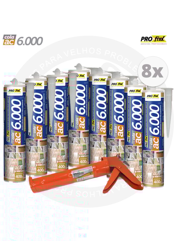 Kit 8x Cola Extra Forte AC6000 400G + Aplicador de Ferro Bestfer