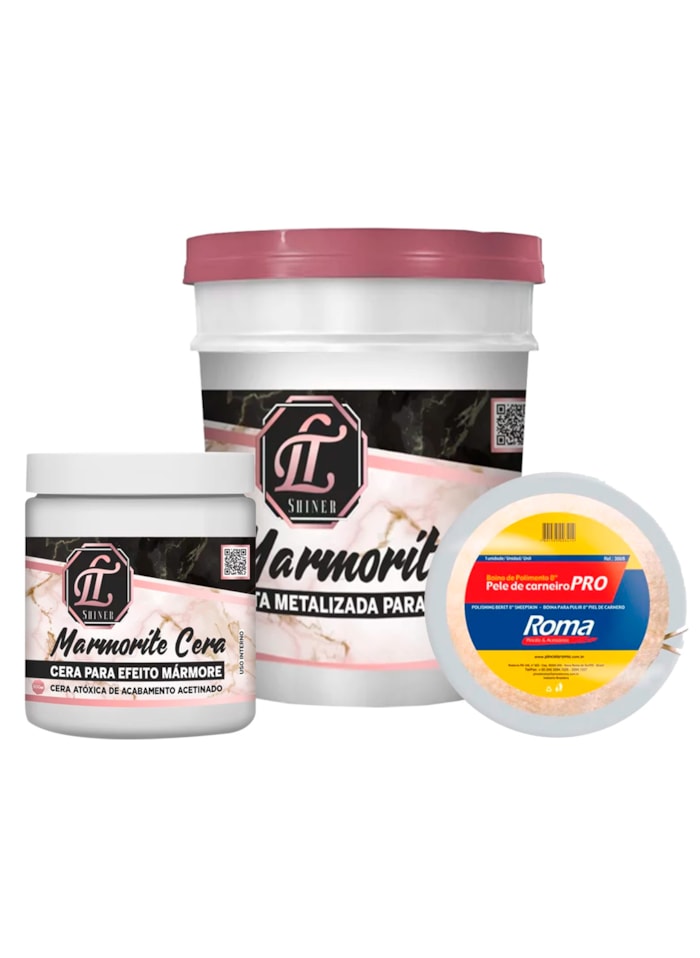 Kit Boina de Polimento Roma + Marmorite 4KG Base + Cera de Acabamento 700G