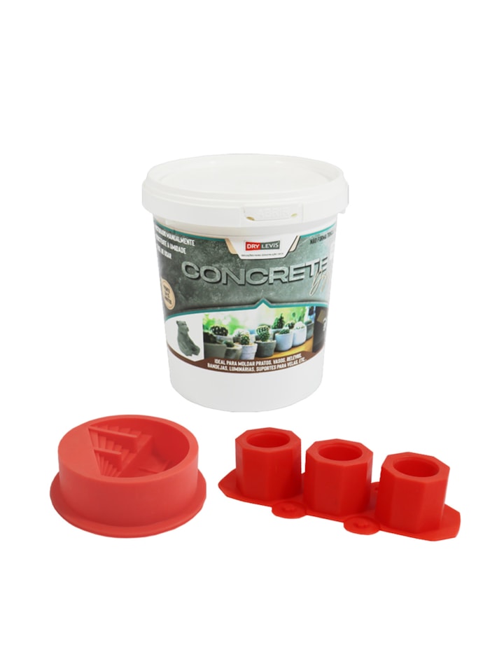 KIT Concrete Design 1KG C/ Molde de Silicone para Vaso Suculenta com 3 recipientes + Molde de Vaso Suculenta com Escada