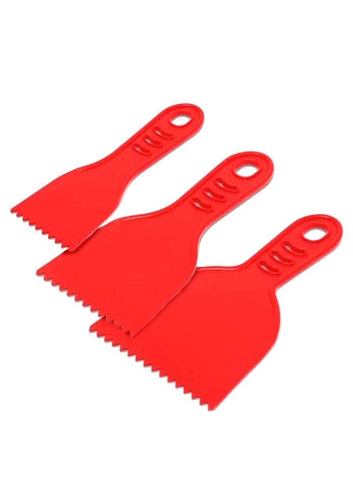 KIT Espátula Plástica Dentada com Cabo 6CM / 8CM / 10CM Roma
