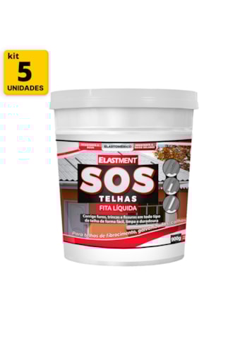 KIT Fita Multiuso Líquida para Telhados SOS Telhas 900g Cinza - 5 Unidades