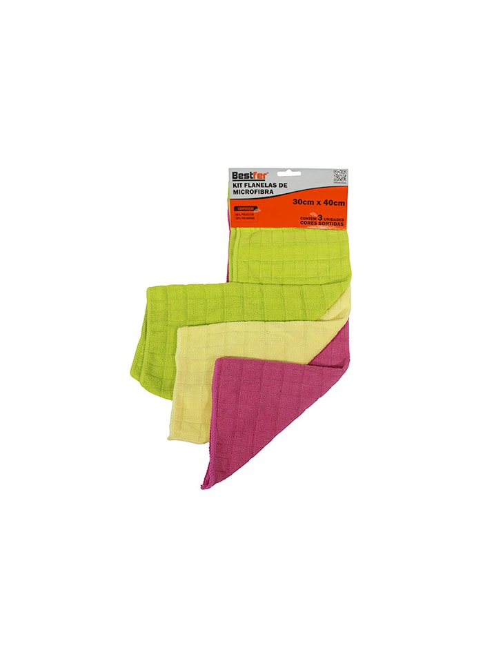 Kit Flanelas de Microfibra Bestfer - 3 unidades