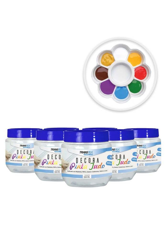 Kit Hobby Art Decora Pinta Tudo 250ML 13 Cores + Bandeja Godê Flor